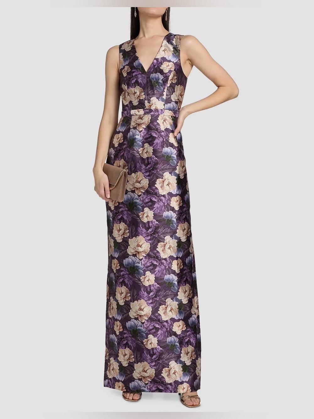 NEW Sachin and Babi Adellyn Floral Sleeveless Gown, Peony, Size 12